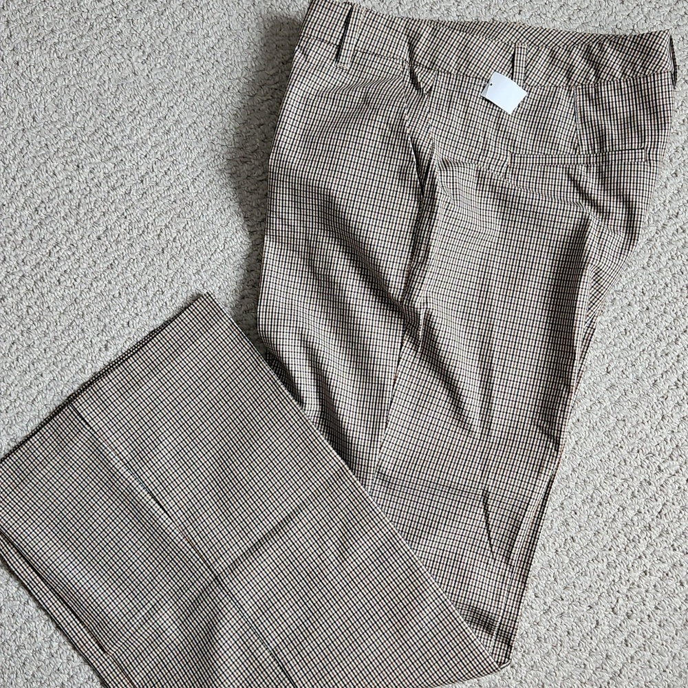 GAP Women Tan Checkered Dress Pants